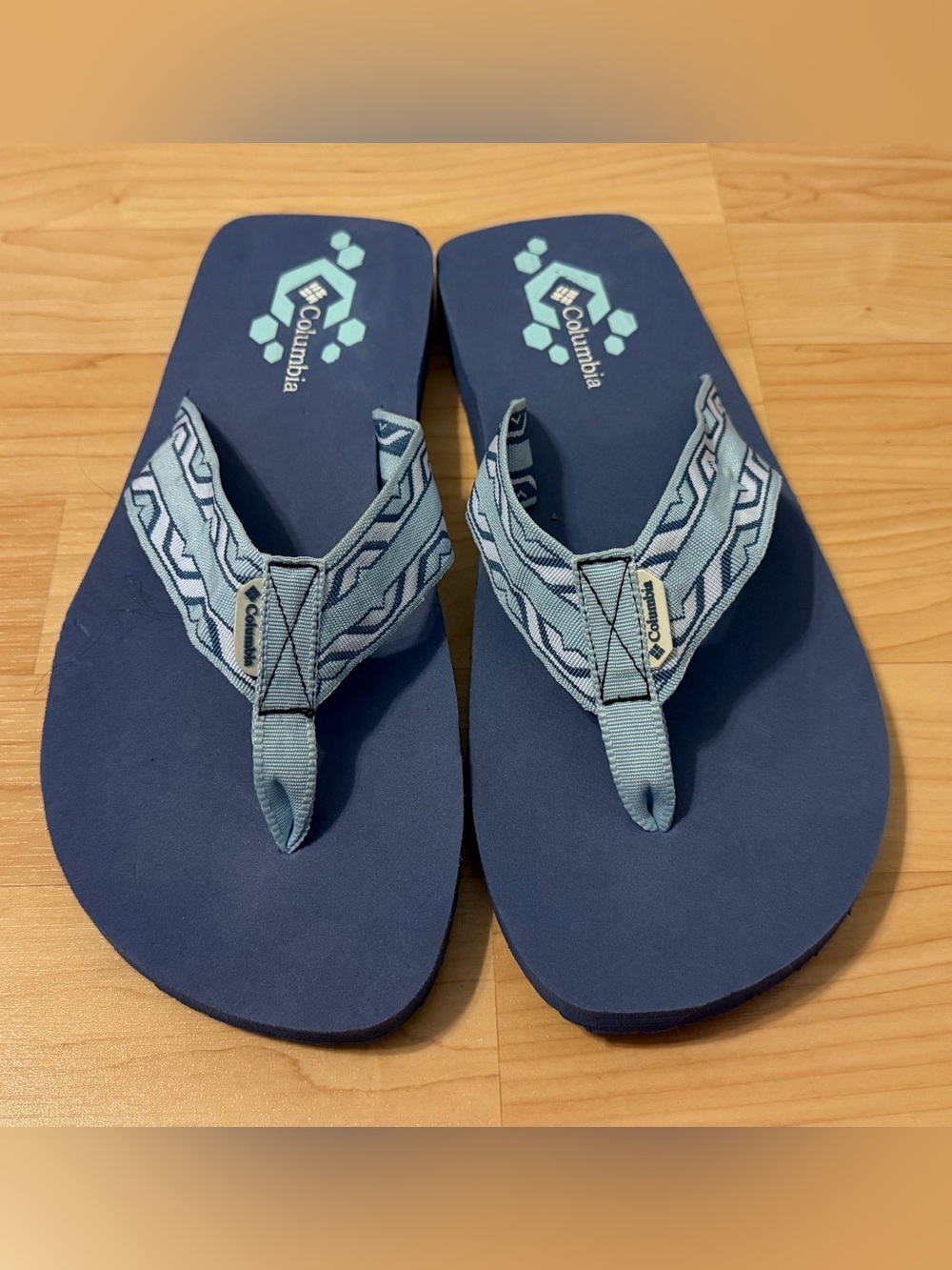 Columbia Lucky Island Blue Flip Flops Sandals Shoes Thongs Slides Women's 10 NEW